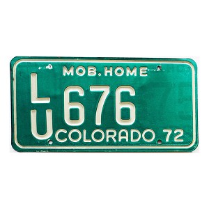 1972 Colorado Mobile Home License Plate #LU676