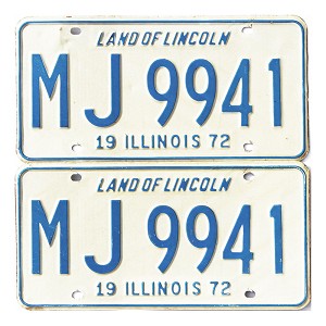 1972 Illinois License Plates Pair #MJ9941