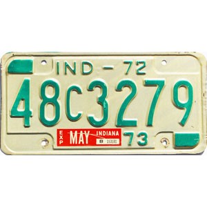 1972 Indiana License Plate #48C3279