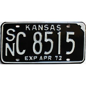 1972 Kansas License Plate #C8515