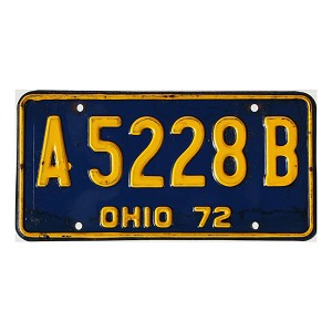 1972 Ohio License Plate #A5228B