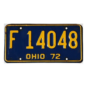 1972 Ohio License Plate #F14048