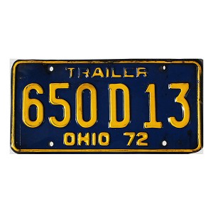 1972 Ohio Trailer License Plate #650D13