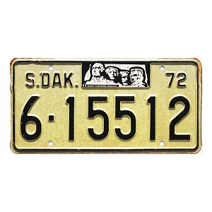 1972 South Dakota License Plate #615512
