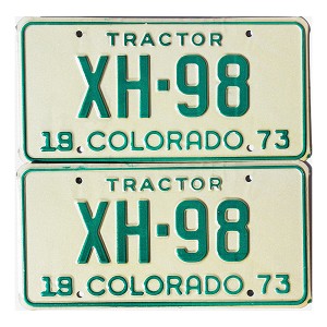 1973 Colorado Tractor License Plates Pair #XH98