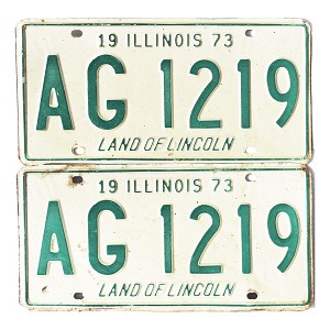 1973 Illinois License Plates Pair #AG1219