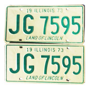 1973 Illinois License Plates Pair #JG7595
