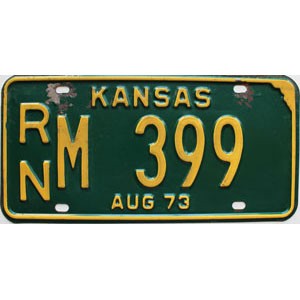 1973 Kansas License Plate #M399