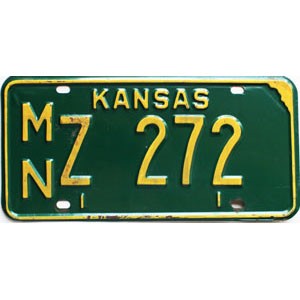1973 Kansas License Plate #Z272