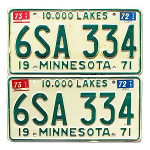 1973 Minnesota License Plates Pair #6SA334