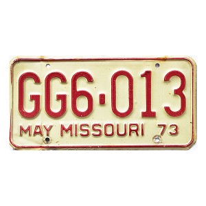 1973 Missouri License Plate #GG6013