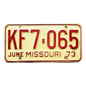 1973 Missouri License Plate #KF7065