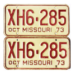 1973 Missouri License Plates Pair #XH6285