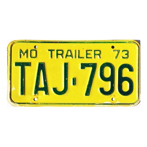 1973 Missouri Trailer License Plate #TAJ796