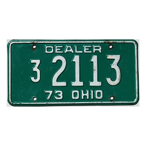 1973 Ohio Dealer License Plate #32113