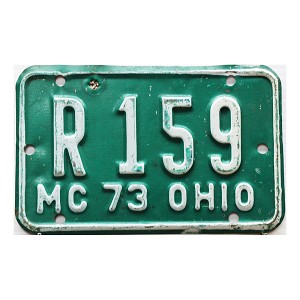 1973 Ohio Motorcycle License Plate #R159