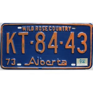 1974 Alberta License Plate #KT8443