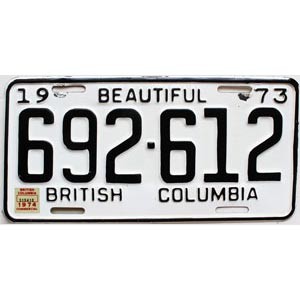 1974 British Columbia Truck License Plate #692612