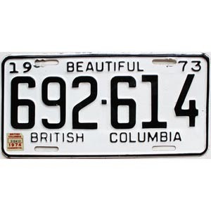 1974 British Columbia Truck License Plate #692614
