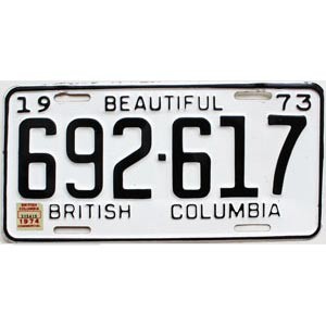 1974 British Columbia Truck License Plate #692617