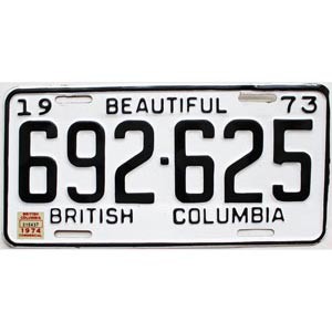 1974 British Columbia Truck License Plate #692625