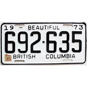 1974 British Columbia Truck License Plate #692635
