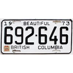 1974 British Columbia Truck License Plate #692646