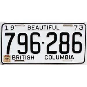 1974 British Columbia Truck License Plate #796286