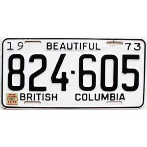 1974 British Columbia Truck License Plate #824605