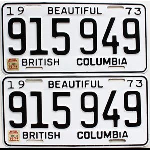 1974 British Columbia Truck License Plates Pair #915949
