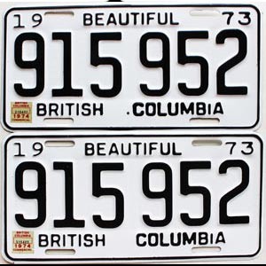1974 British Columbia Truck License Plates Pair #915952