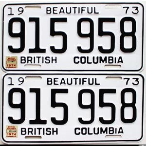 1974 British Columbia Truck License Plates Pair #915958