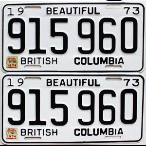 1974 British Columbia Truck License Plates Pair #915960