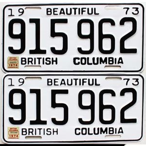 1974 British Columbia Truck License Plates Pair #915962