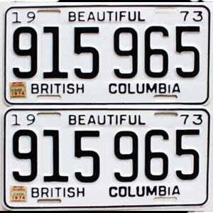 1974 British Columbia Truck License Plates Pair #915965