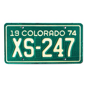 1974 Colorado Motorcycle License Plate #XS247