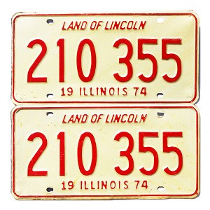 1974 Illinois License Plates Pair #210355