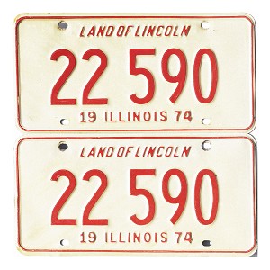 1974 Illinois License Plates Pair #22590