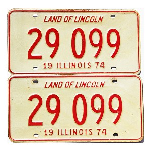 1974 Illinois License Plates Pair #29099