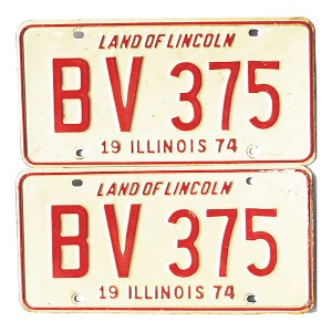 1974 Illinois License Plates Pair #BV375