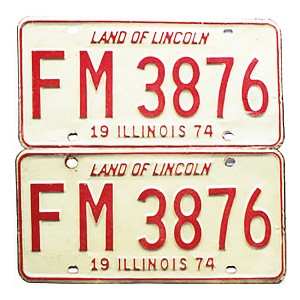 1974 Illinois License Plates Pair #FM3876