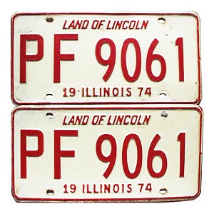 1974 Illinois License Plates Pair #PF9061