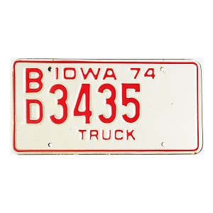 1974 Iowa Truck License Plate #BD3435
