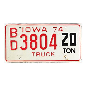 1974 Iowa Truck License Plate #BD3804