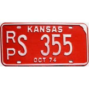 1974 Kansas License Plate #S355