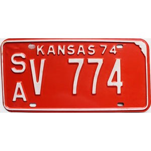 1974 Kansas License Plate #V774
