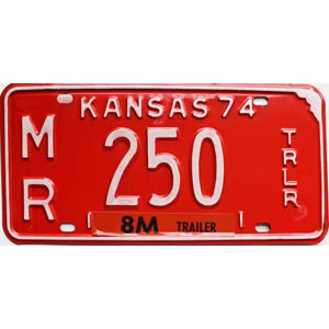 1974 Kansas Trailer License Plate #250