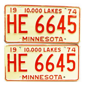 1974 Minnesota License Plates Pair #HE6645