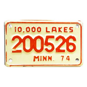 1974 Minnesota Motorcycle License Plate #200526