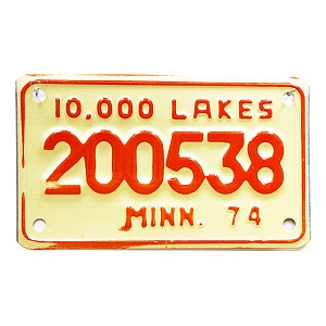 1974 Minnesota Motorcycle License Plate #200538
